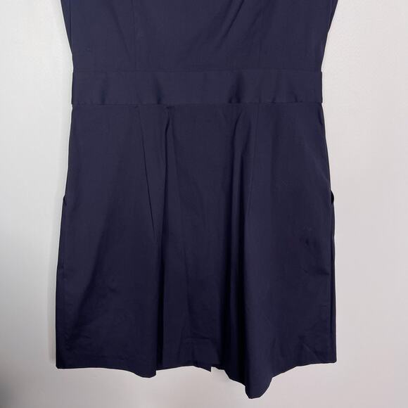 Theory Size 4 Navy Blue Jalia Button Down Shirt Dress Cotton Stretch Knee Length - Picture 6 of 9